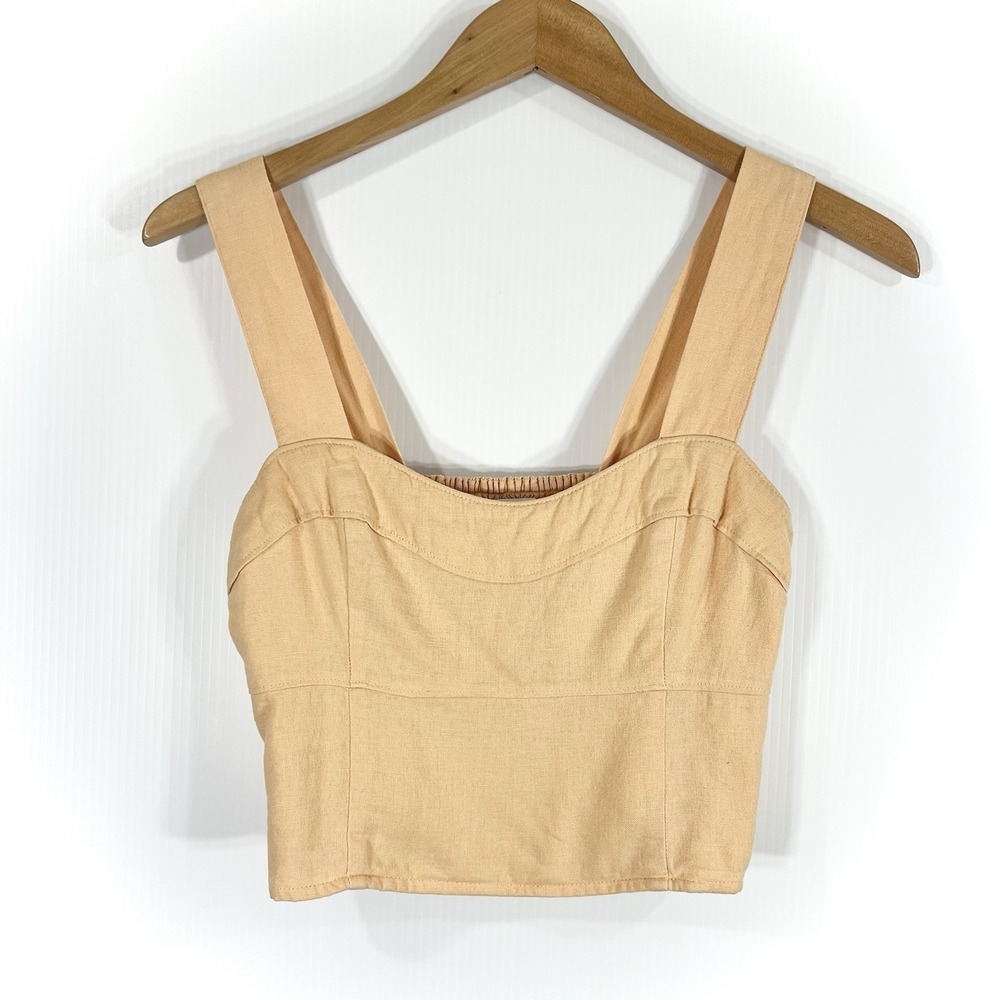 Abercrombie & Fitch Linen Blend Corset Crop Top Size S Cottagecore Light Orange
